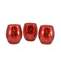 3 Piece Set - Red Mercury Crackle Votive w/ LED Tea Light